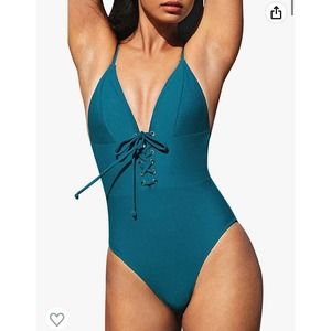 Cupshe Women's One Piece Swimsuit Crissscross Back Lace Up Bathing Suit